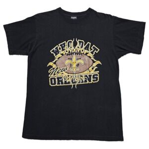 Rare Vintage 90s New Orleans Saints Graphic T-Shirt Black Pre-Shrunk USA‎ Mens M